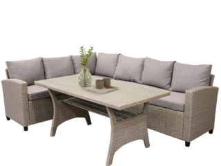 GARDEN SET TDH-GG0425 CORNER SOFA+TABLE CREAM 3/1
